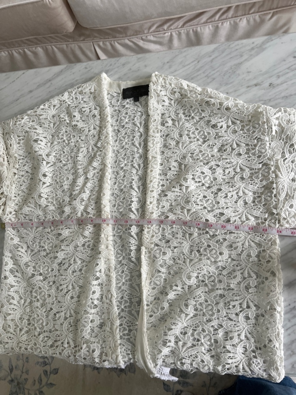 Anthropologie White Crochet Lace Kimono Cardigan - Picture 7 of 9